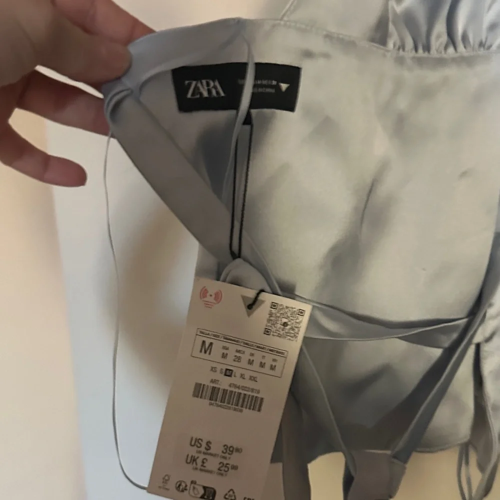 Zara Light Gray Satin Top - Picture 2 of 4